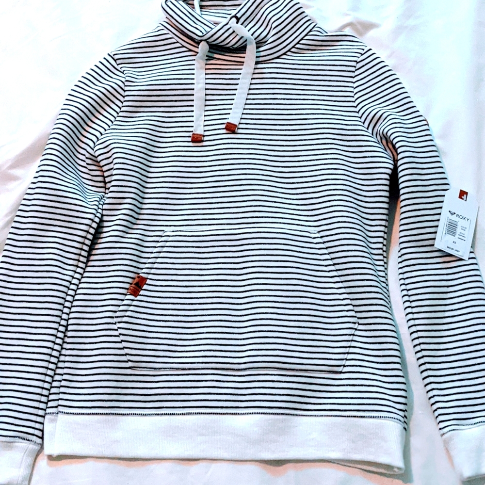 Roxy black and white striped pullover sweater